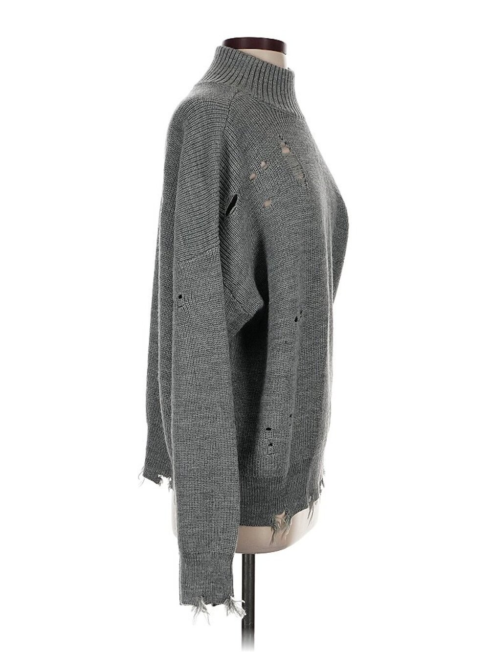 Lovers + Friends Arlington Sweater Gray Distressed One-Shoulder Cutout Size S - Picture 4 of 5